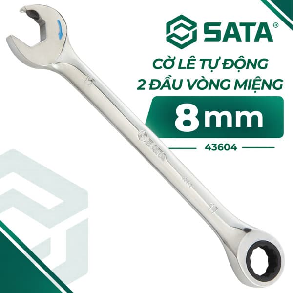 Cờ Lê Tự Động 2 Đầu Vòng Miệng 8 mm SATA 43604