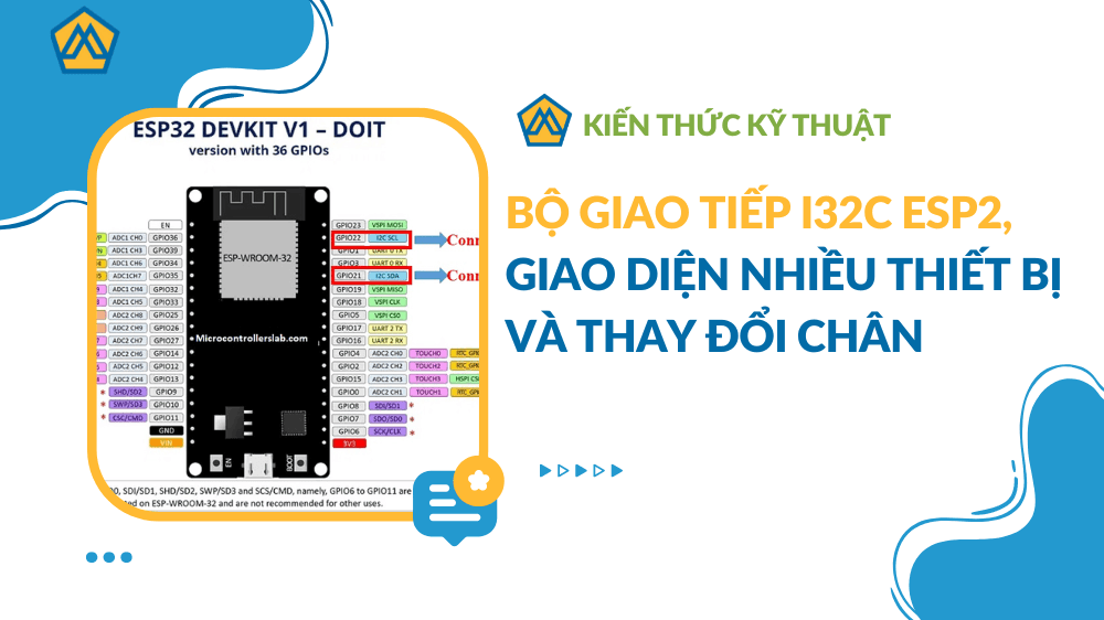 Bộ giao tiếp I32C ESP2, giao diện nhiều thiết bị và thay đổi chân