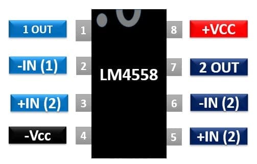 IC LM4558 bộ khuếch đại kép