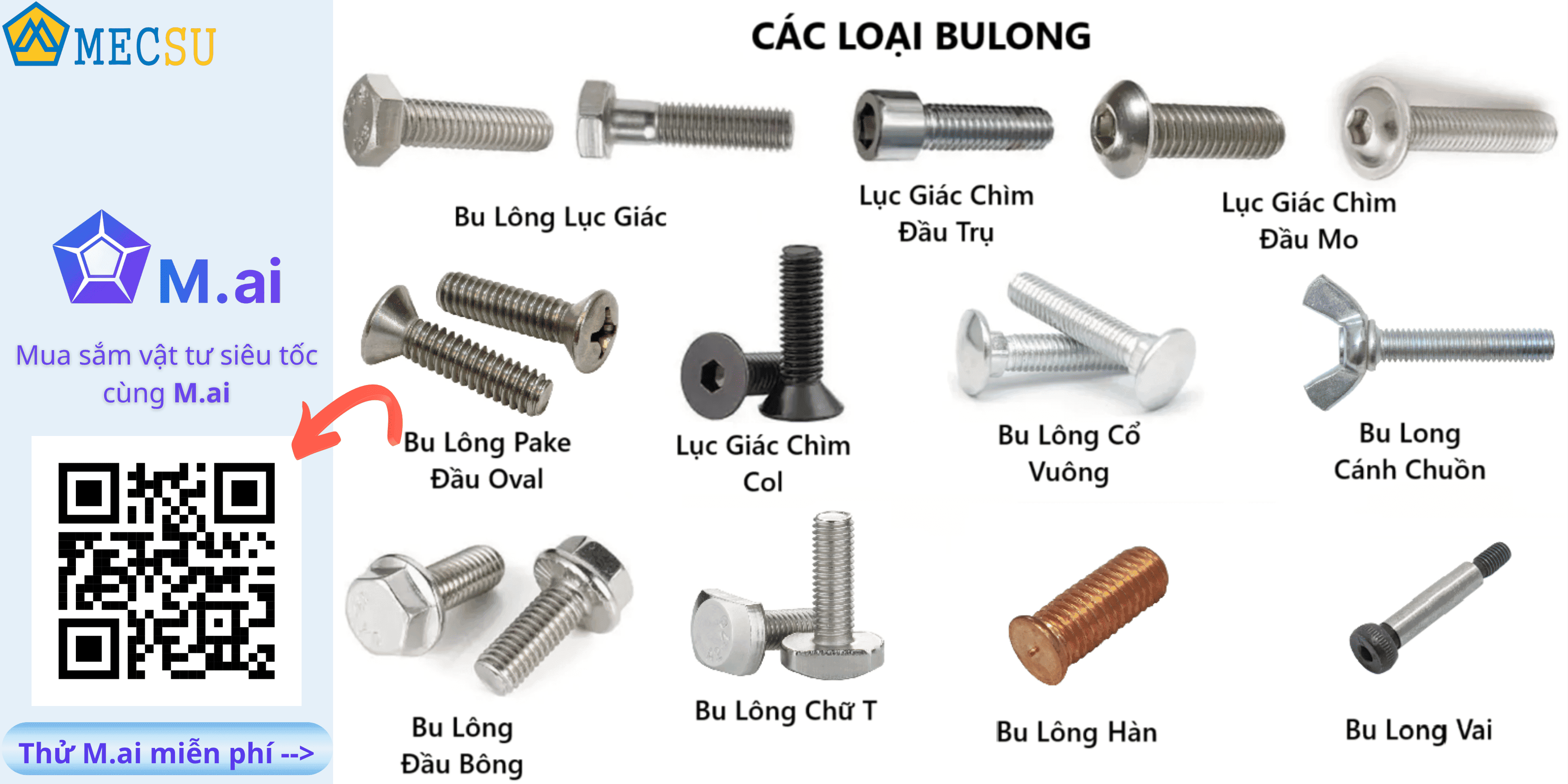 Bulong là gì? Tìm hiểu các loại bu lông phổ biến.