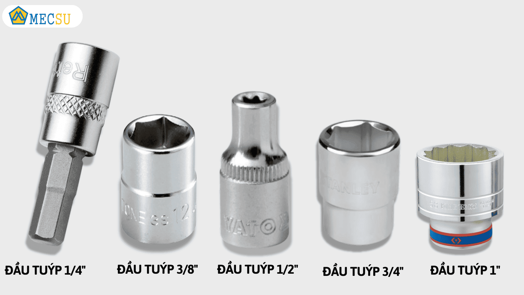 Đầu Tuýp 1/4", 3/8", 1/2", 3/4" Và 1" Khác Nhau Như Thế Nào ?