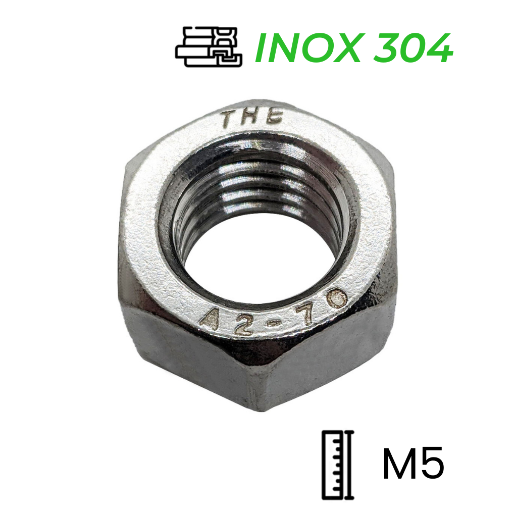 Tán Inox 304 DIN934 M5 | Mecsu.vn