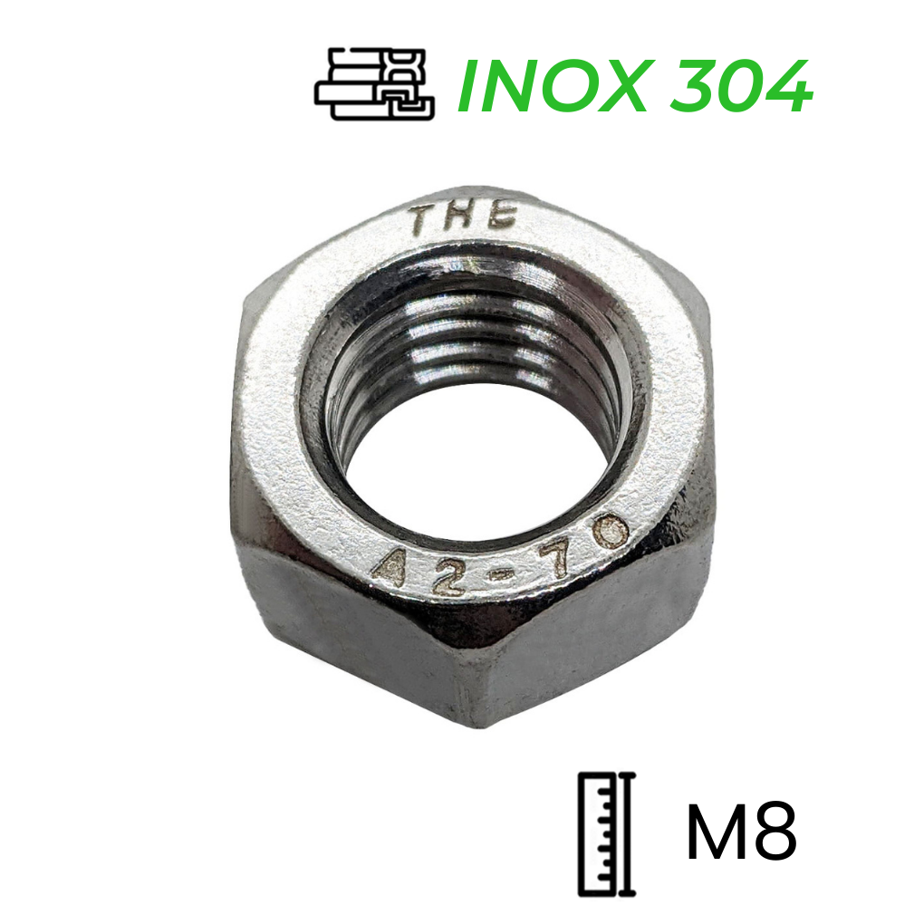 Tán Inox 304 DIN934 M8 | Mecsu.vn