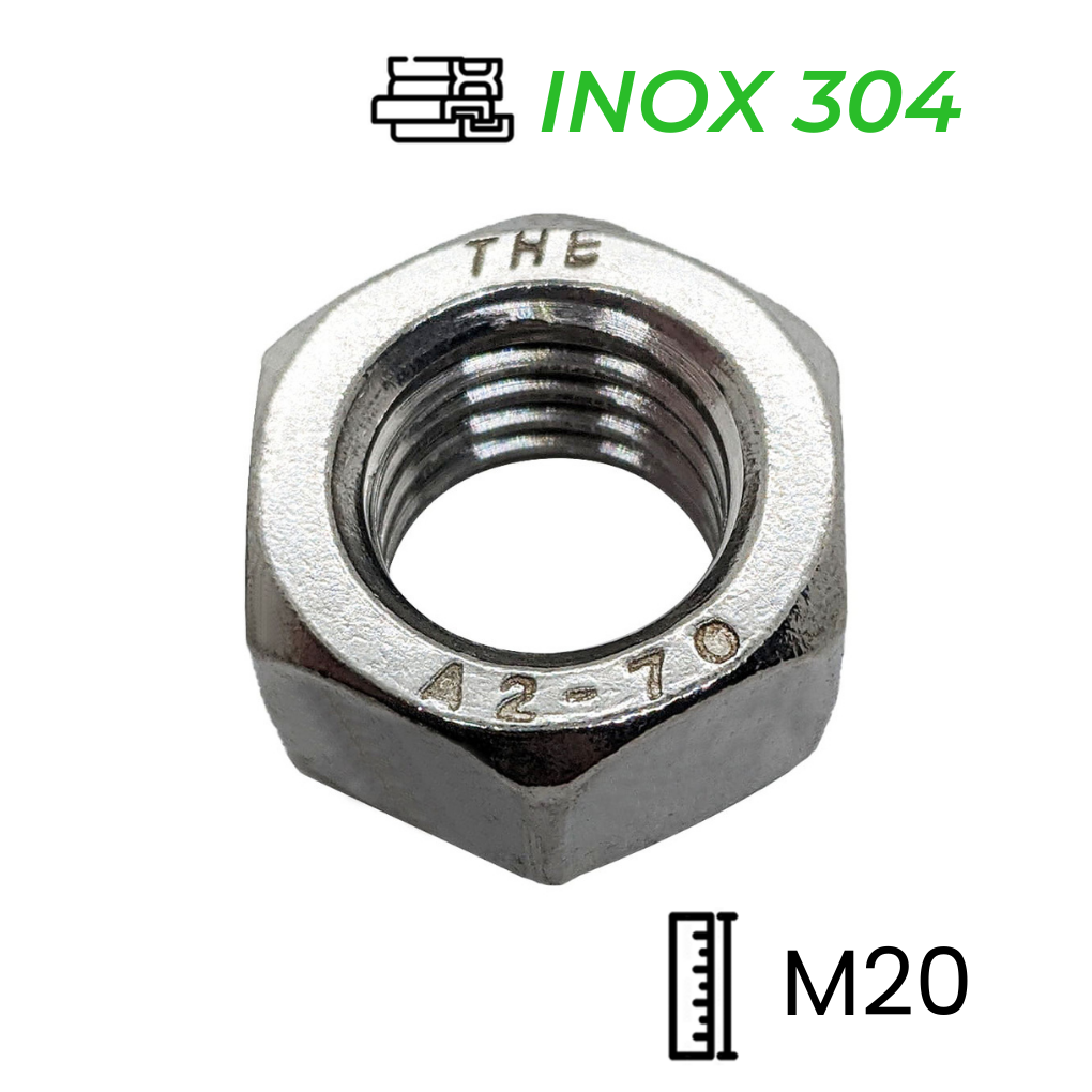 Tán Inox 304 DIN934 M20 | Mecsu.vn