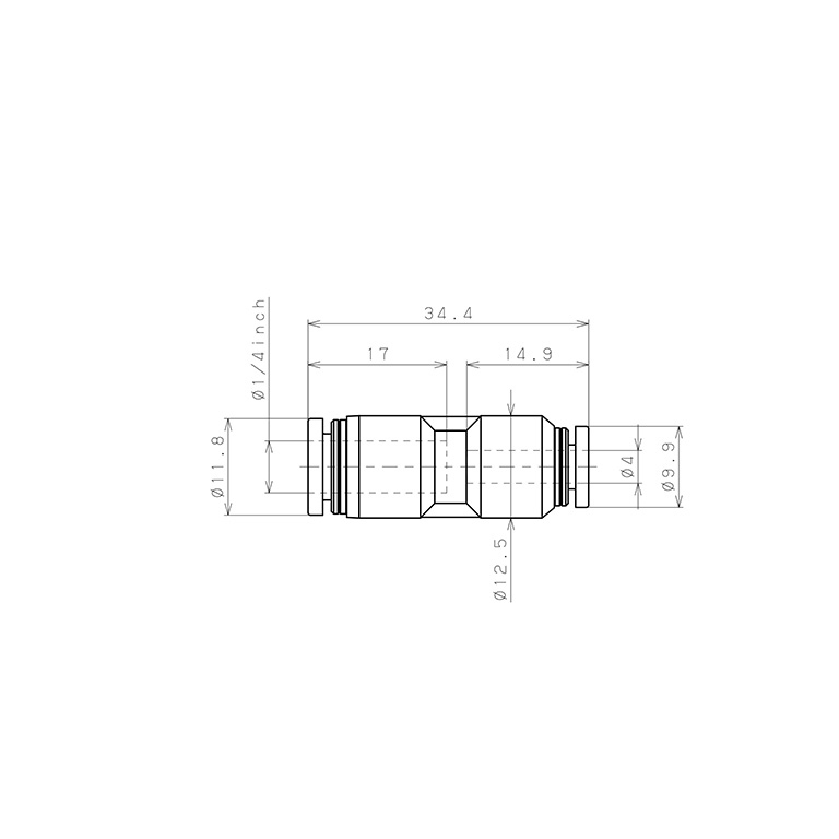 Đầu Nối Nhanh Khí Nén Dạng Nối Giẩm Pisco PG1/4-4-C_drawing