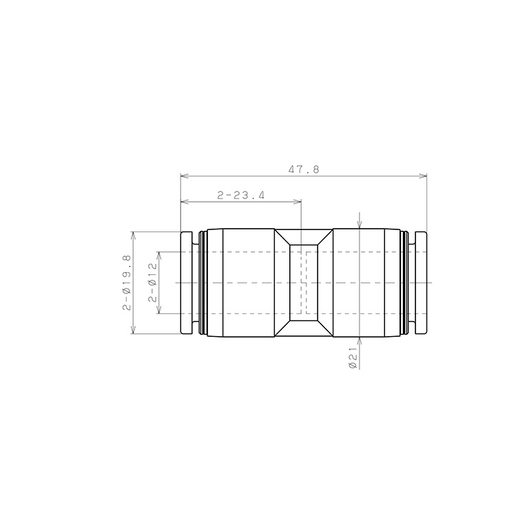 Đầu Nối Nhanh Khí Nén Dạng Thẳng Pisco PU12-UC_drawing