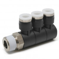 Đầu Nối Nhanh Khí Nén Ba Nhánh Cong 90° Thân Lục Giác Trụ Ren Ngoài Pisco PHT5/16-03