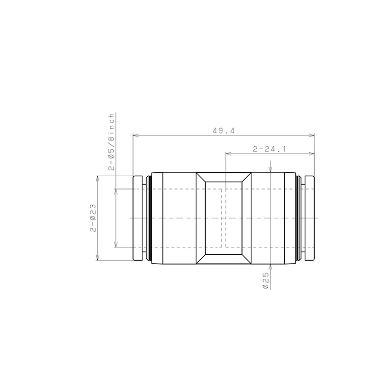 Đầu Nối Nhanh Khí Nén Dạng Thẳng Pisco PU5/8-C_drawing