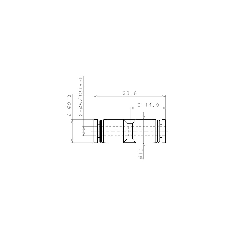 Đầu Nối Nhanh Khí Nén Dạng Thẳng Pisco PU5/32-C_drawing