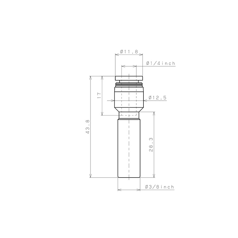 Đầu Nối Nhanh Khí Nén Giữa Ống Khí Và Fitting Dạng Nối Giảm Pisco PGJ3/8-1/4_drawing