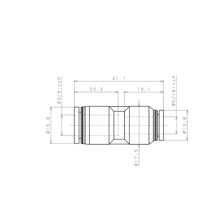 Đầu Nối Nhanh Khí Nén Dạng Nối Giẩm Pisco PG3/8-5/16W_drawing