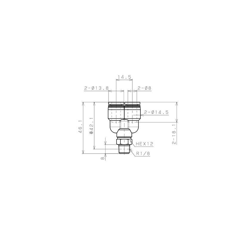 Đầu Nối Nhanh Khí Nén Dạng Chữ Y Ren Ngoài Pisco PX8-01_drawing