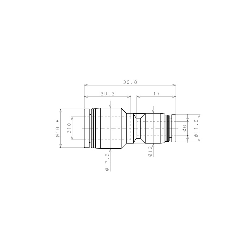 Đầu Nối Nhanh Khí Nén Dạng Nối Giẩm Pisco PG10-6W-C_drawing
