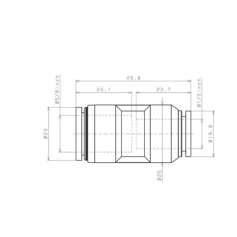 Đầu Nối Nhanh Khí Nén Dạng Nối Giẩm Pisco PG5/8-1/2-UC_drawing