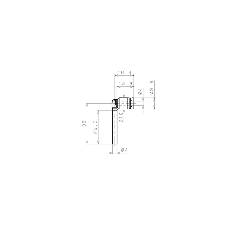 Đầu Nối Nhanh Khí Nén Giữa Ống Khí Và Fitting Dạng Cong 90° (Dài) Pisco PLLJ4W_drawing