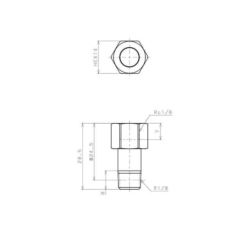 Đầu Nối Ren Đực Cái Pisco PF01-01_drawing