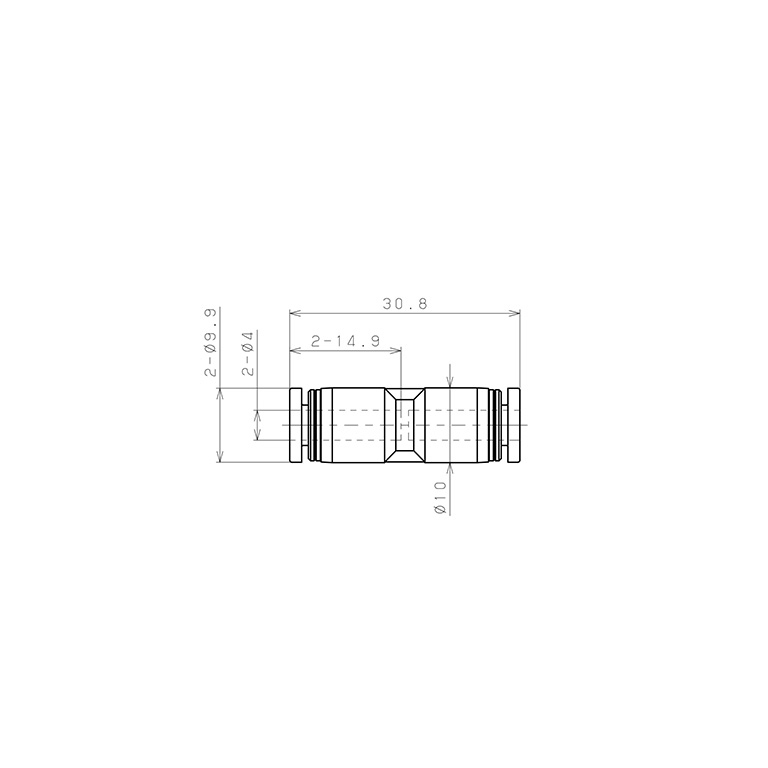 Đầu Nối Nhanh Khí Nén Dạng Thẳng Pisco PU4W_drawing