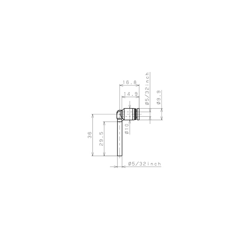 Đầu Nối Nhanh Khí Nén Giữa Ống Khí Và Fitting Dạng Cong 90° (Dài) Pisco PLLJ5/32_drawing