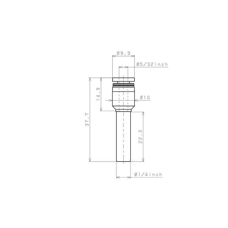 Đầu Nối Nhanh Khí Nén Giữa Ống Khí Và Fitting Dạng Nối Giảm Pisco PGJ1/4-5/32W_drawing