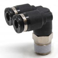 Đầu Nối Nhanh Khí Nén Hai Nhánh Cong 90° Ren Ngoài Pisco PAX4-01W