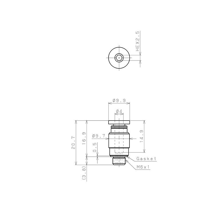 Đầu Nối Nhanh Khí Nén Dạng Thẳng Ren Ngoài Pisco POC4-M6W-C_drawing