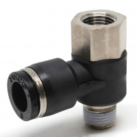 Đầu Nối Nhanh Khí Nén Cong 90° Đầu Lục Giác Trụ Ren Đực Cái Pisco PHF8-01
