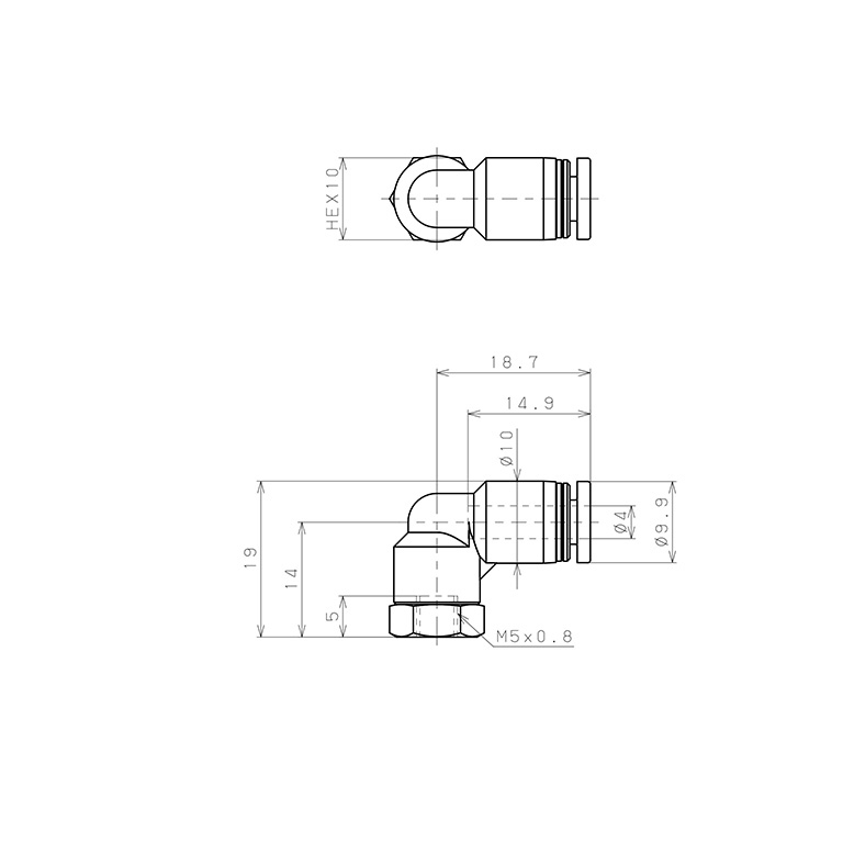 Đầu Nối Nhanh Khí Nén Dạng Cong 90° Ren Trong Pisco PLF4-M5W_drawing