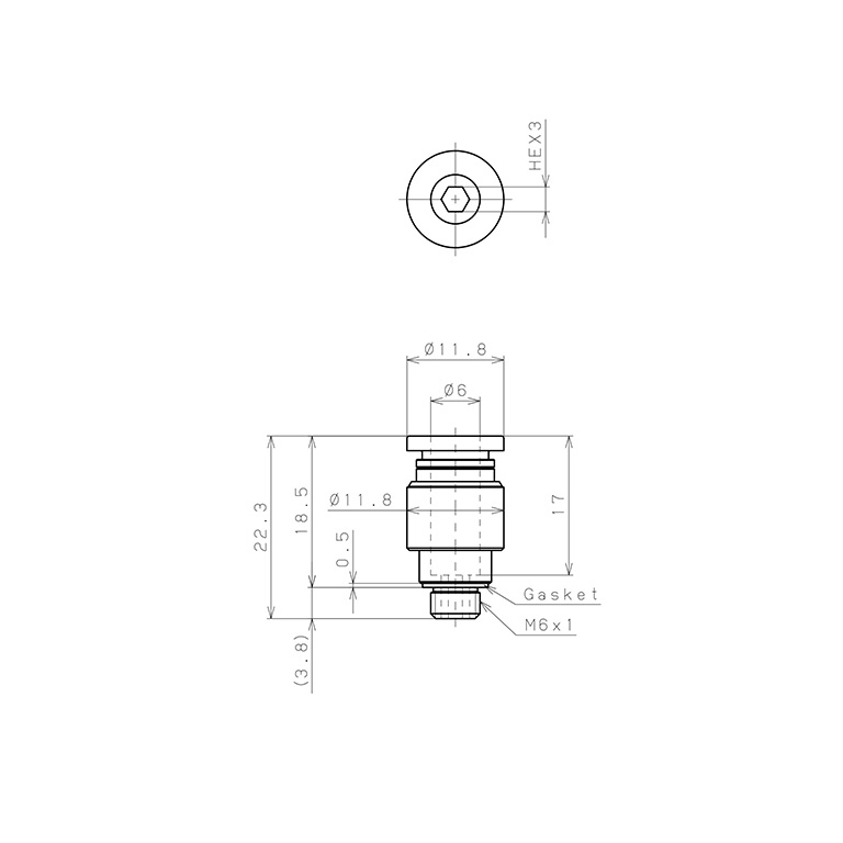 Đầu Nối Nhanh Khí Nén Dạng Thẳng Ren Ngoài Pisco POC6-M6W-C_drawing