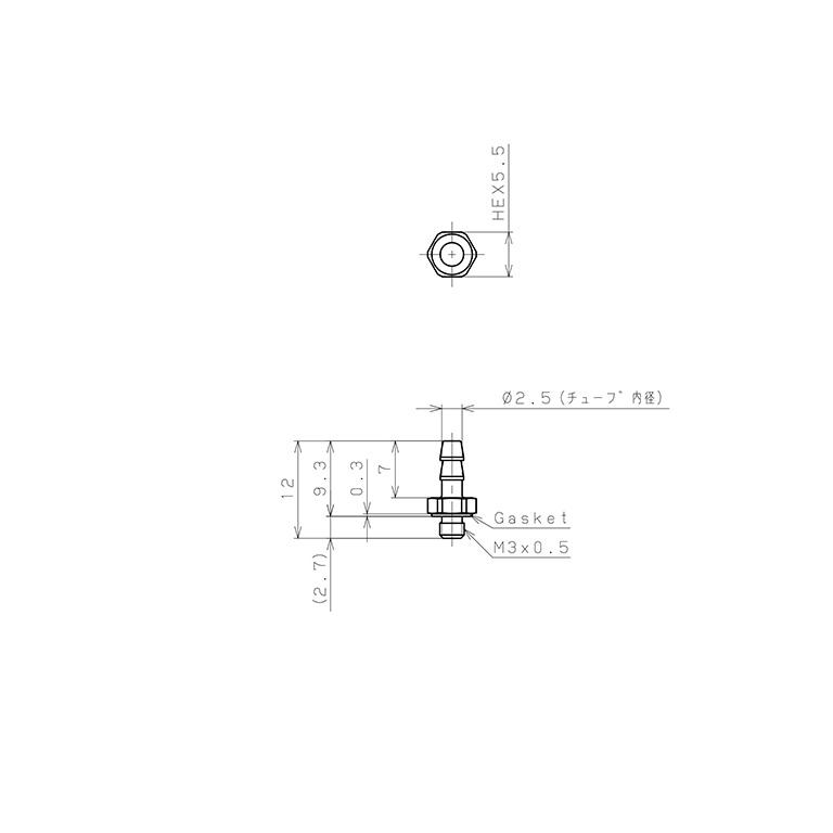Đầu Ngạnh Nối Ống Dạng Thẳng Thân Lục Giác Ren Ngoài Pisco SLC-0425-M3_drawing