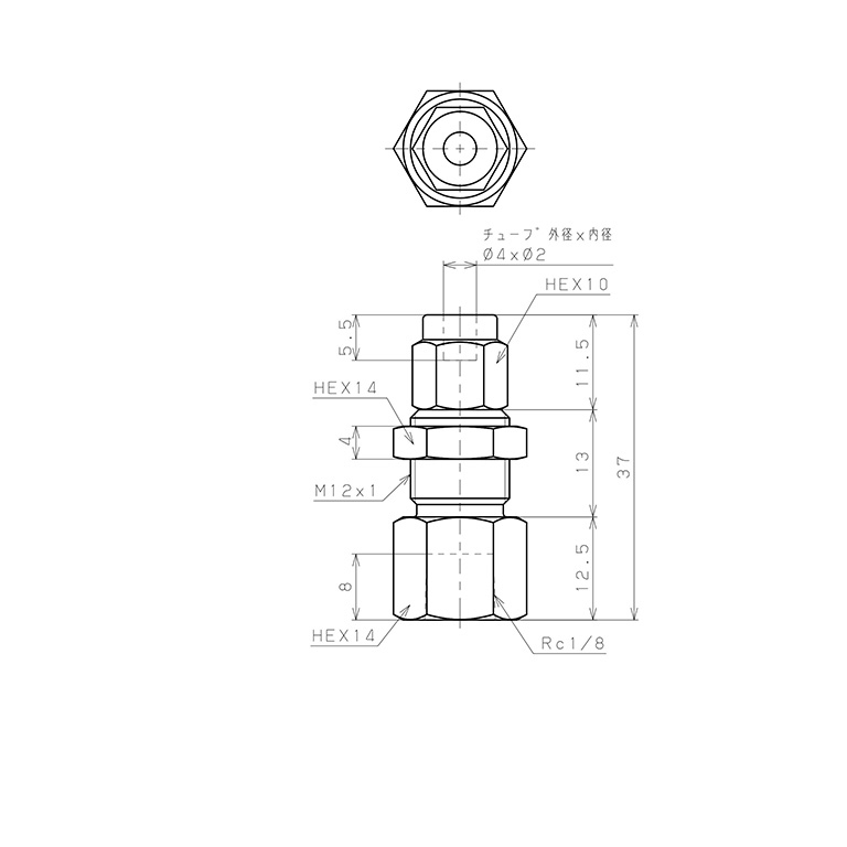 Đầu Ngạnh Nối Ống Có Đai Ốc Xiết Dạng Lắp Vách Ren Trong Pisco NSMF0420-01_drawing