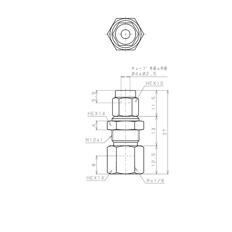 Đầu Ngạnh Nối Ống Có Đai Ốc Xiết Dạng Lắp Vách Ren Trong Pisco NSMF0425-01_drawing