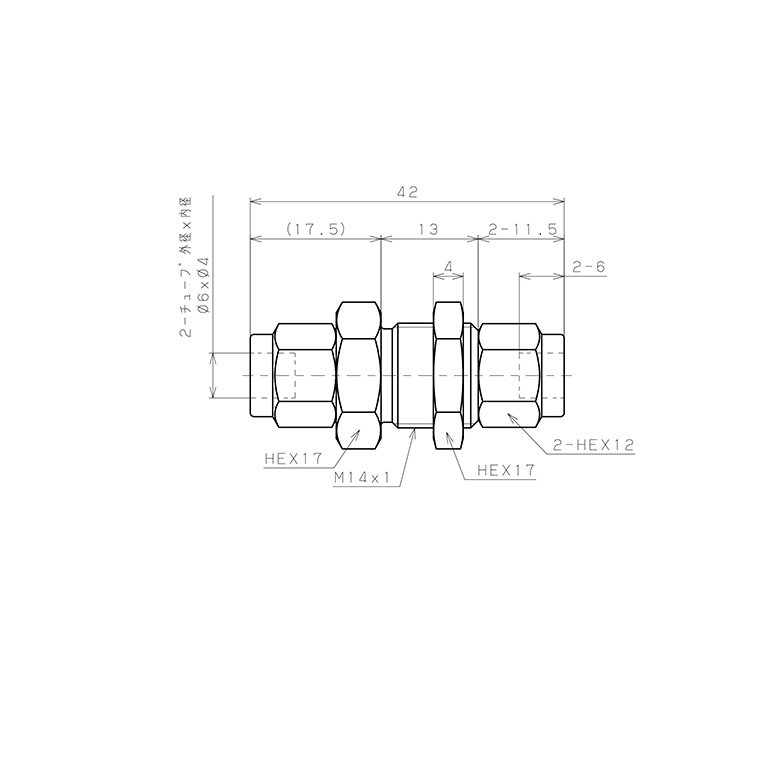 Đầu Ngạnh Nối Ống Có Đai Ốc Xiết Dạng Thẳng Lắp Kẹp Vách Pisco NSM0640_drawing