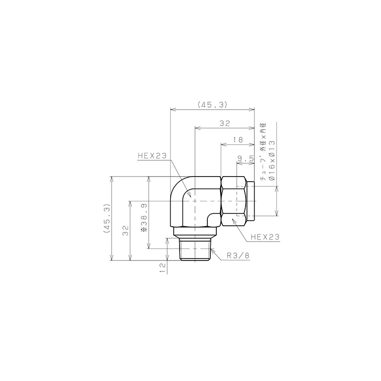 Đầu Ngạnh Nối Ống Có Đai Ốc Xiết Dạng Cong 90° Ren Ngoài Pisco NSL1613-03_drawing