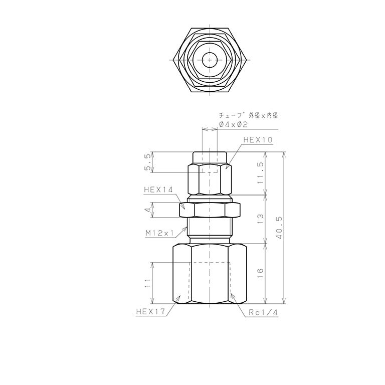 Đầu Ngạnh Nối Ống Có Đai Ốc Xiết Dạng Lắp Vách Ren Trong Pisco NSMF0420-02_drawing