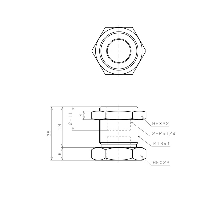 Nối Ren Trong Dạng Lắp Vách Pisco NSMFF02_drawing