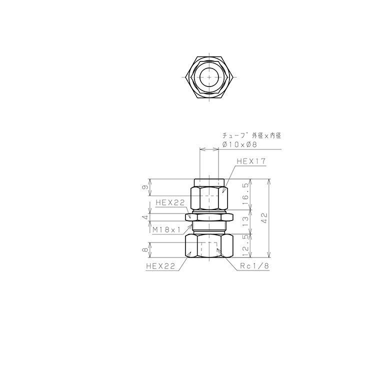 Đầu Ngạnh Nối Ống Có Đai Ốc Xiết Dạng Lắp Vách Ren Trong Pisco NSMF1080-01_drawing