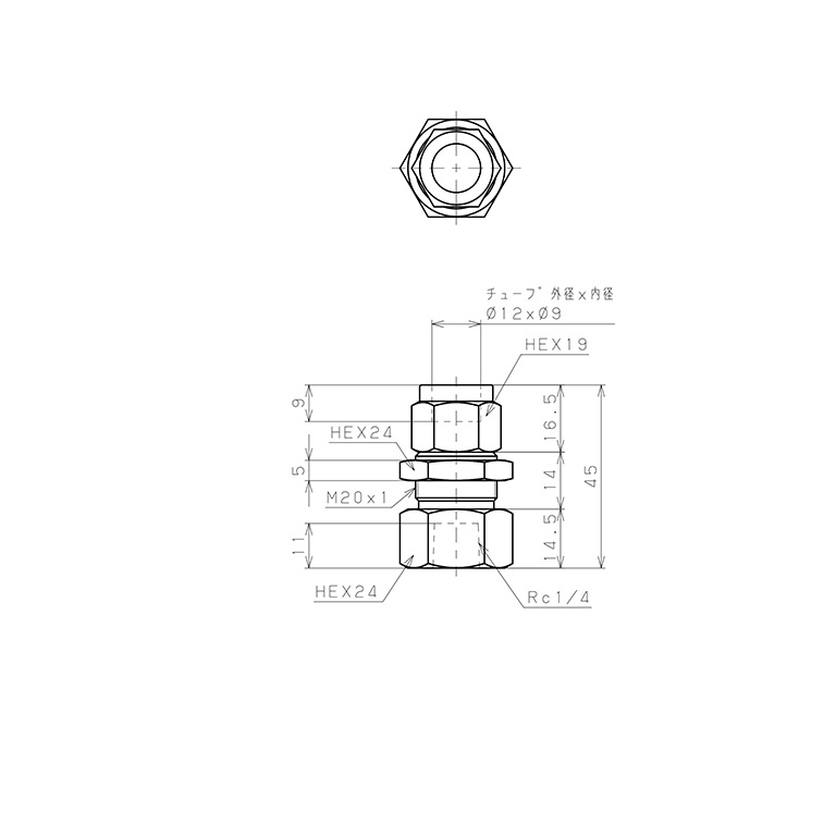 Đầu Ngạnh Nối Ống Có Đai Ốc Xiết Dạng Lắp Vách Ren Trong Pisco NSMF1290-02_drawing