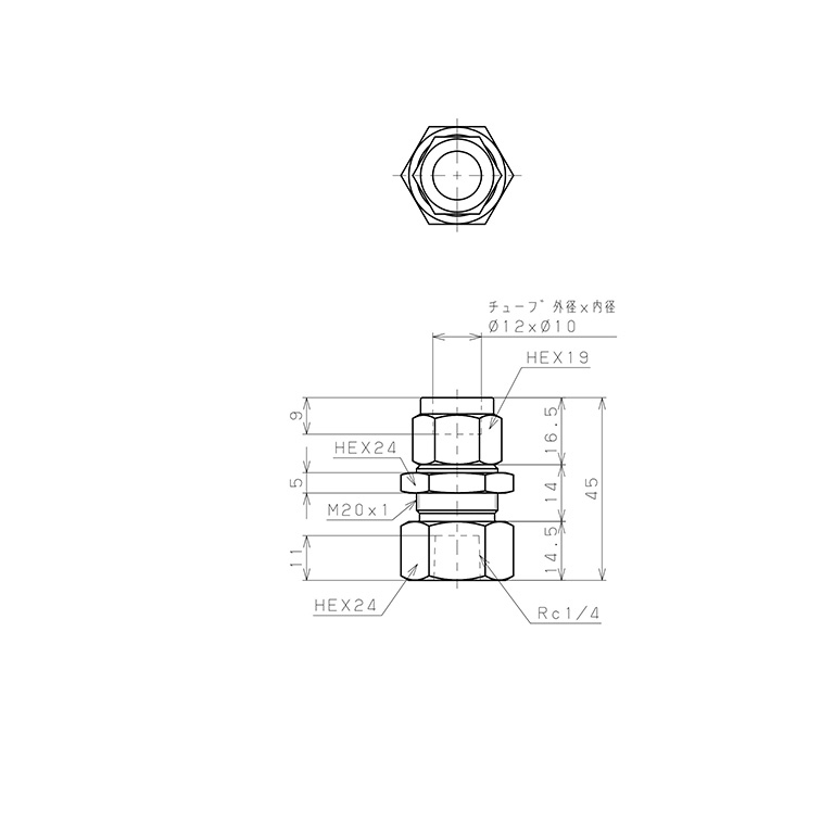 Đầu Ngạnh Nối Ống Có Đai Ốc Xiết Dạng Lắp Vách Ren Trong Pisco NSMF1210-02_drawing