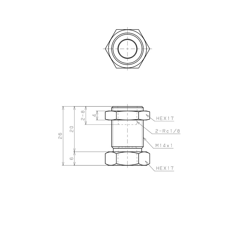 Nối Ren Trong Dạng Lắp Vách Pisco NSMFF01_drawing