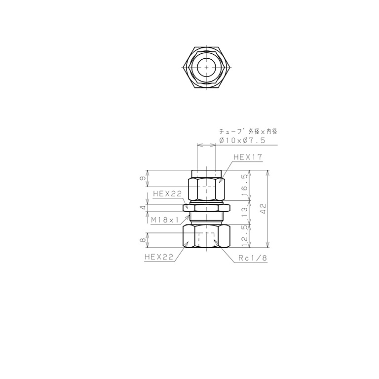 Đầu Ngạnh Nối Ống Có Đai Ốc Xiết Dạng Lắp Vách Ren Trong Pisco NSMF1075-01_drawing