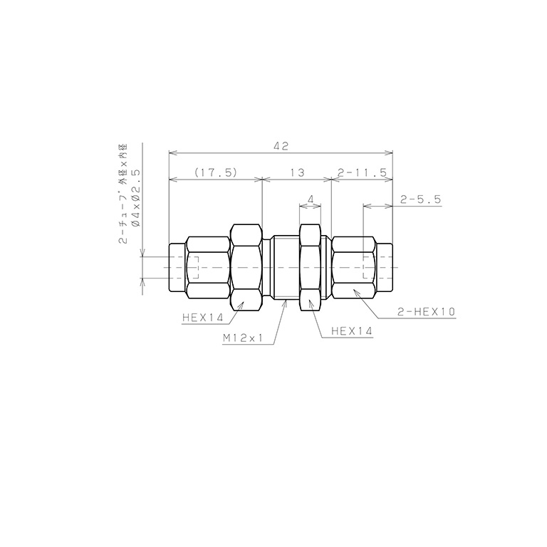 Đầu Ngạnh Nối Ống Có Đai Ốc Xiết Dạng Thẳng Lắp Kẹp Vách Pisco NSM0425_drawing