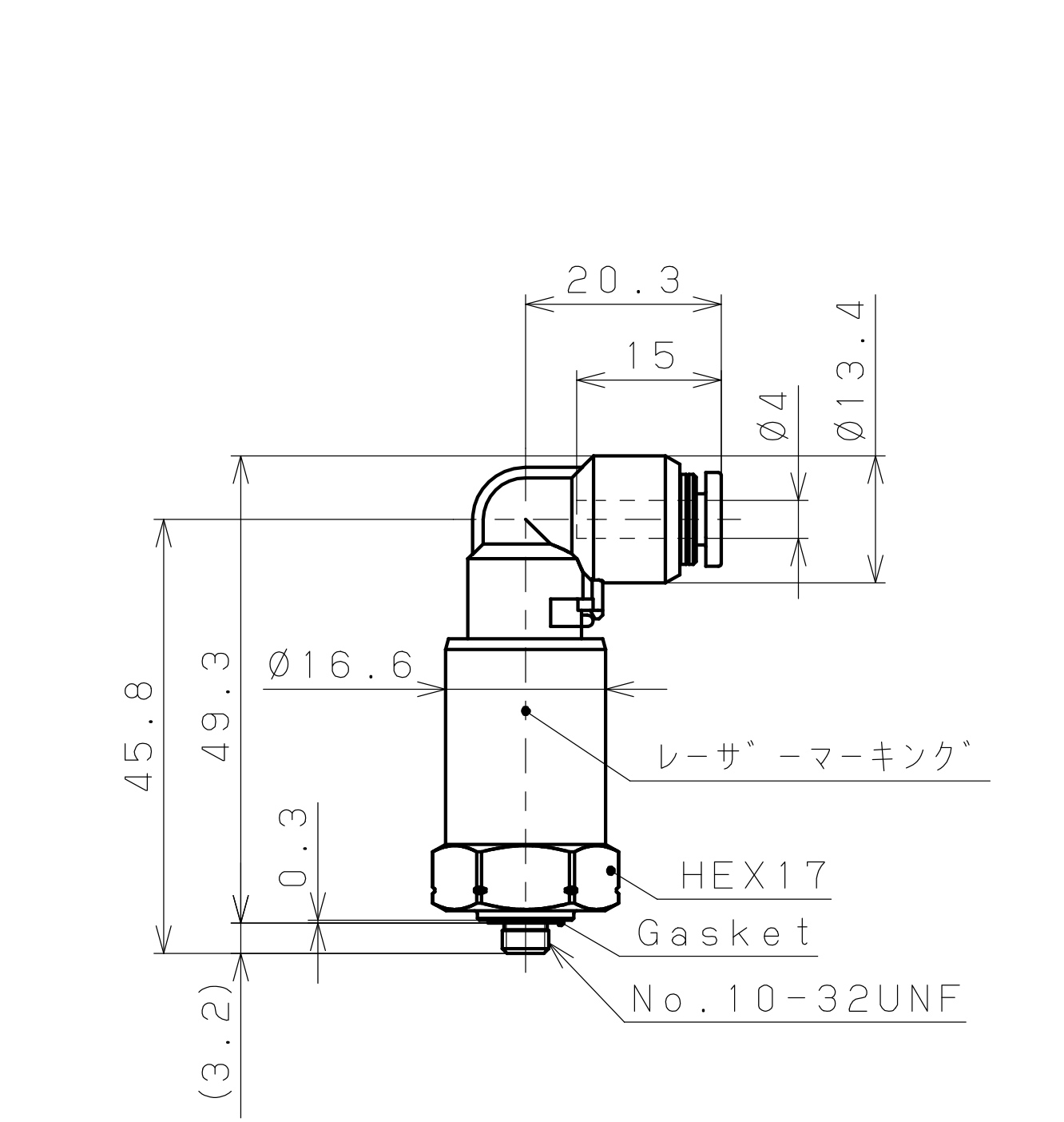 Đầu Nối Nhanh Khí Nén Dạng Thẳng Ren Ngoài Có Khớp Xoay Pisco RWL4-U10SUS_drawing