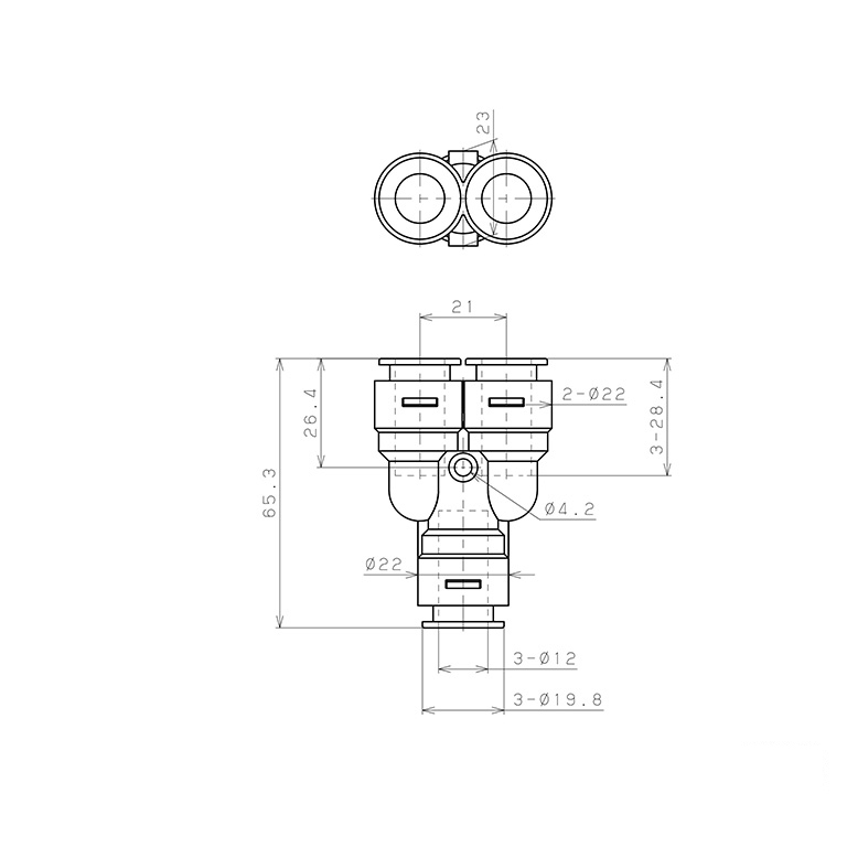 Đầu Nối Nhanh Khí Nén Chữ Y Pisco APY12-E_drawing