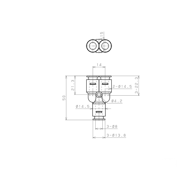 Đầu Nối Nhanh Khí Nén Chữ Y Pisco APY8-E-C_drawing