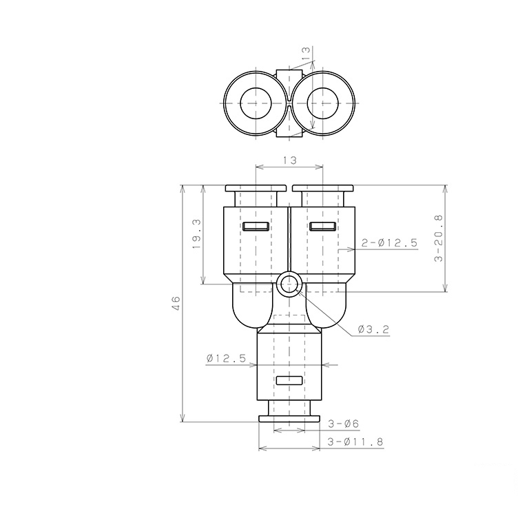 Đầu Nối Nhanh Khí Nén Chữ Y Pisco APY6-N_drawing