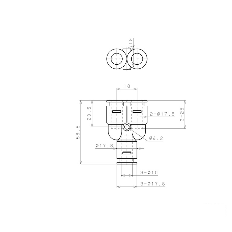 Đầu Nối Nhanh Khí Nén Chữ Y Pisco APY10-E_drawing