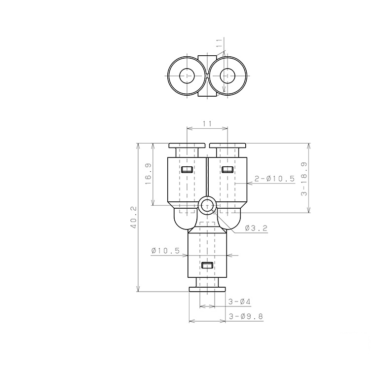 Đầu Nối Nhanh Khí Nén Chữ Y Pisco APY4-N_drawing