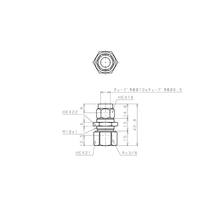 Đầu Ngạnh Nối Ống Có Đai Ốc Xiết Dạng Lắp Vách Ren Trong Pisco NKMF1065-03_drawing