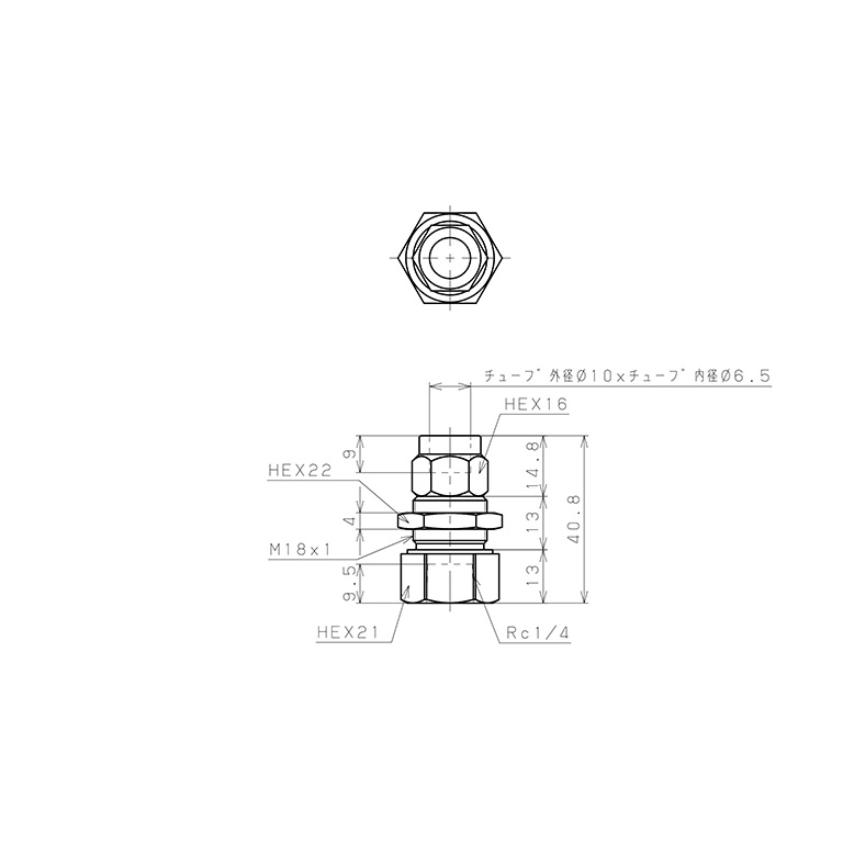 Đầu Ngạnh Nối Ống Có Đai Ốc Xiết Dạng Lắp Vách Ren Trong Pisco NKMF1065-02_drawing