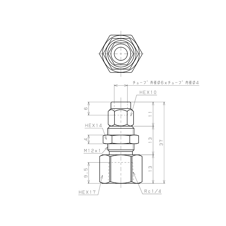 Đầu Ngạnh Nối Ống Có Đai Ốc Xiết Dạng Lắp Vách Ren Trong Pisco NKMF0640-02_drawing